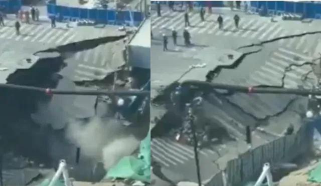 चीन में जमीन के अंदर समा गई सड़क, खुल गया पाताल का रास्ता