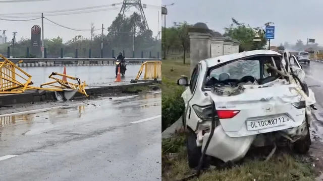 सोनीपत में सड़क किनारे रेलिंग से टकराई तेज रफ्तार कार, मुरथल से दिल्ली लौट रहे दो युवकों की मौत