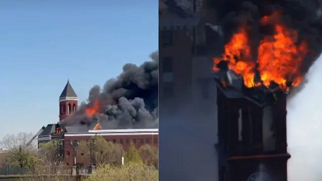 जॉर्जिया में 132 साल साल पुरानी अदालत में लगी आग, कोर्ट हाउस का हिस्सा ढहा