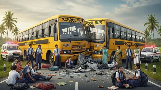 ग्रेटर नोएडा में सेंट जॉन स्कूल की दो बसें आपस में टकराईं, दो बच्चे अस्पताल में भर्ती; 30 थे सवार