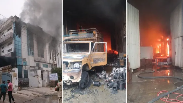 कुंडली औद्योगिक क्षेत्र में चार फैक्ट्रियां आग लगने से तबाह, दमकलकर्मियों की कई घंटों से मशक्कत जारी