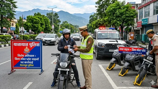 देहरादून में बिना नंबर प्लेट वाहनों पर पुलिस का शिकंजा, 2578 का चालान, 93 वाहन सीज