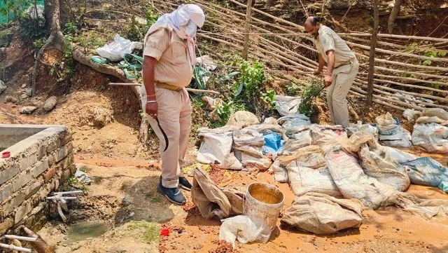 चाईबासा में पुलिस ने नशा तस्कर के खिलाफ की कार्रवाई: 5 अवैध भट्ठियां जमींदोज, 3000 लीटर महुआ नष्ट