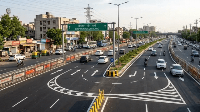 दिल्ली के कैप्टन गौड़ मार्ग पर जाम की टेंशन खत्म, बैरिकेड और यू-टर्न से मिली बड़ी राहत