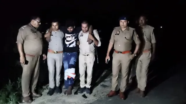 मैनपुरी पुलिस मुठभेड़ में गैंगस्टर गिरफ्तार, पैर में गोली लगने से हुआ घायल