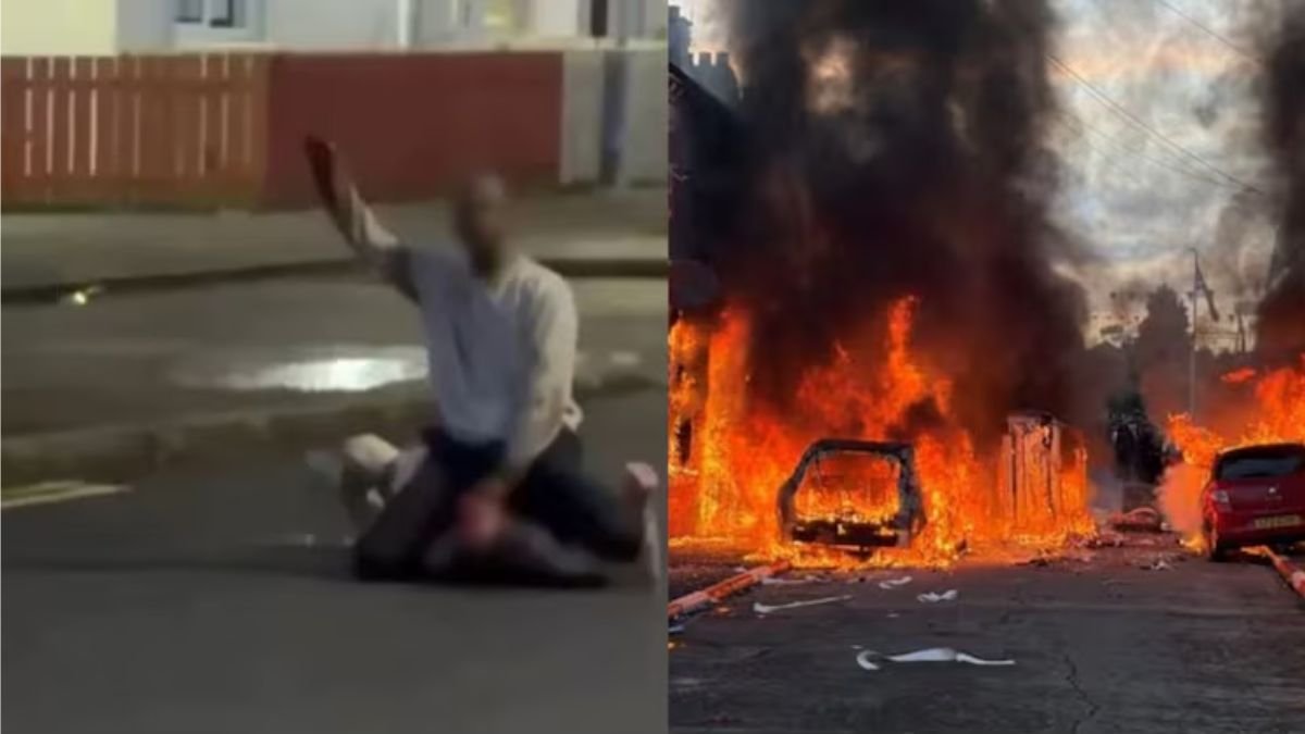 हिंसा की आग में जल रहा UK, अफ्रीकी प्रवासी ने की व्यक्ति का सिर काटने की कोशिश तो लोगों ने घर और गाड़ियों को फूंका