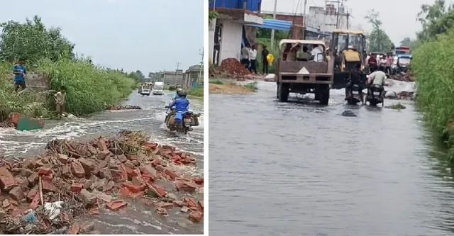 कानपुर के जाजमऊ में नहर टूटी, बाढ़ जैसे हालात, चकेरी एयरपोर्ट रोड पर आवागमन ठप