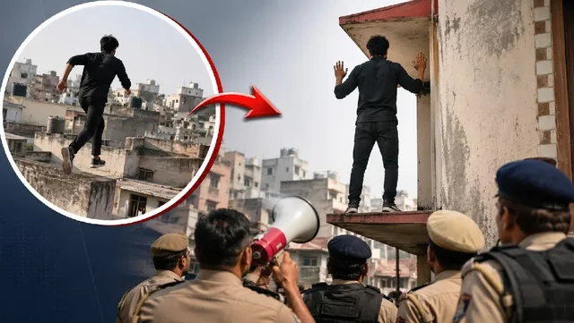 VIDEO: जमशेदपुर का ‘Spiderman’ ठग: पुलिस को देख छतों पर लगाई छलांग, अब ऊंची इमारत के छज्जे पर अटका!