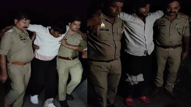 बिना नंबर की कार में सवार बदमाशों ने पुलिस पर की फायरिंग, जवाबी कार्रवाई में हत्याकांड में फरार दो भाई गोली लगने से घायल