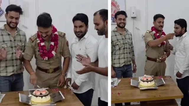 मेरठ में पुलिस चौकी बनी पार्टी हॉल: मुकदमों के आरोपित AIMIM नेता संग दारोगा ने यूनिफार्म में काटा बर्थडे केक