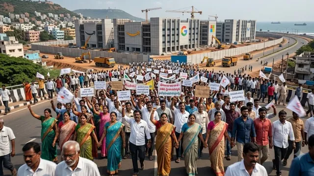 ठाणे और विशाखापत्तनम में डेटा सेंटर के निर्माण का विरोध, पानी और बिजली के दोहन का लगाया आरोप